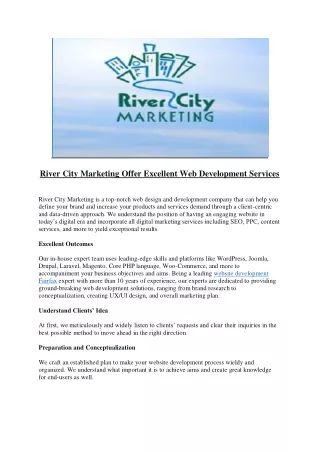 River City Marketing Offer Excellent Web Development Services