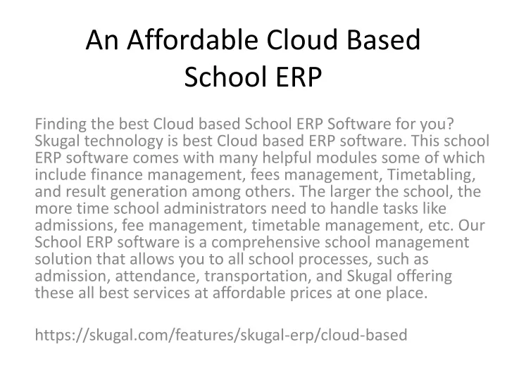 an affordable cloud based school erp