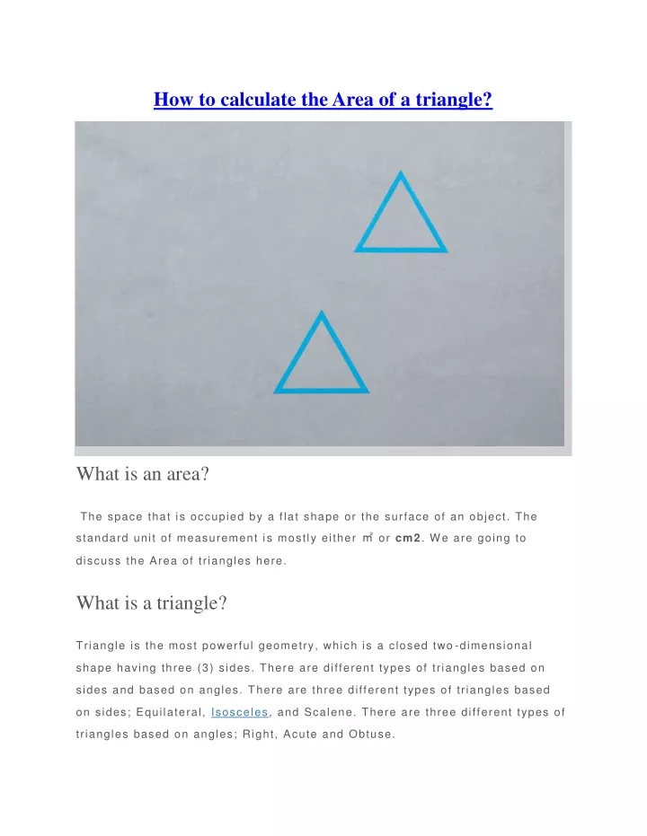 how to calculate the area of a triangle