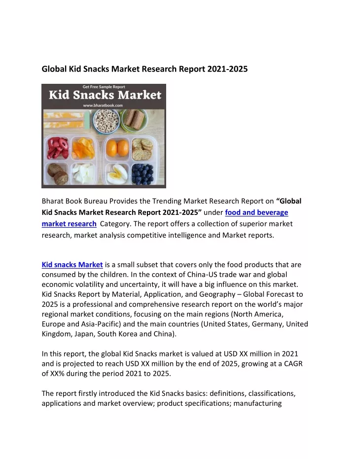 global kid snacks market research report 2021 2025