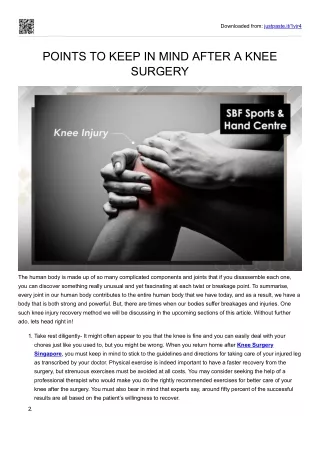 SBF Sports & Hand Centre | Orthopaedic Clinic | Singapore