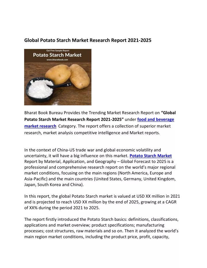 global potato starch market research report 2021