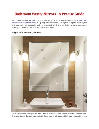 Bathroom Vanity Mirrors - A Precise Guide