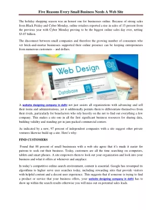 five reasons every small business needs a web site
