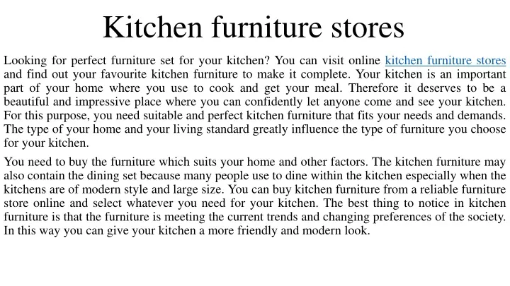 kitchen furniture stores