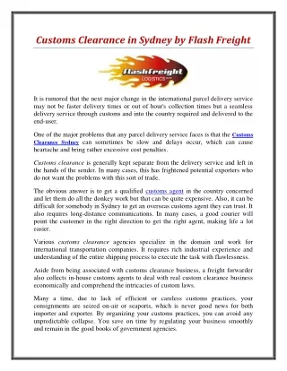 customs clearance in sydney by flash freight