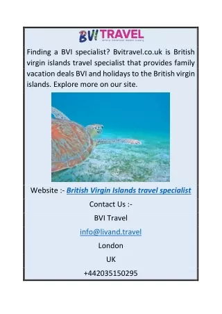 British Virgin Islands Travel Specialist  Bvitravel.co.uk