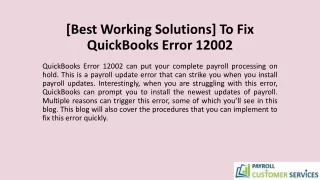 best working solutions to fix quickbooks error 12002