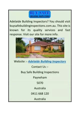 Adelaide Building Inspectors  Buysafebuildinginspections.com.au