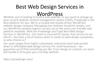 best web design services in wordpress