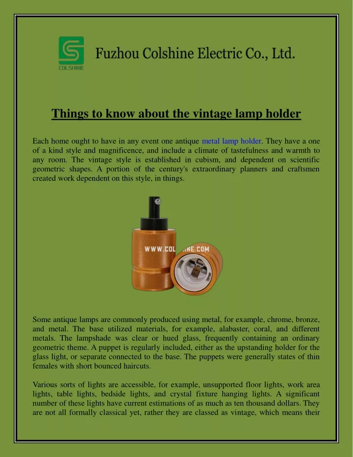 things to know about the vintage lamp holder