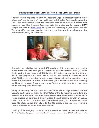 Do preparation of your GMAT test from a good GMAT tutor online