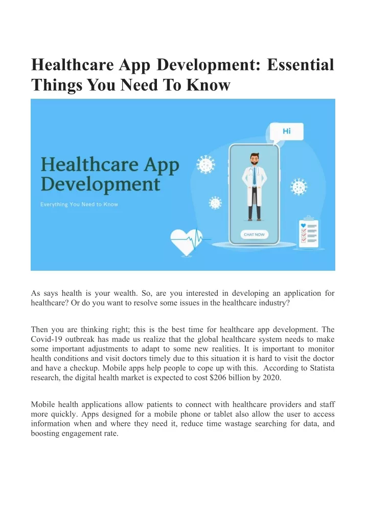 healthcare app development essential things