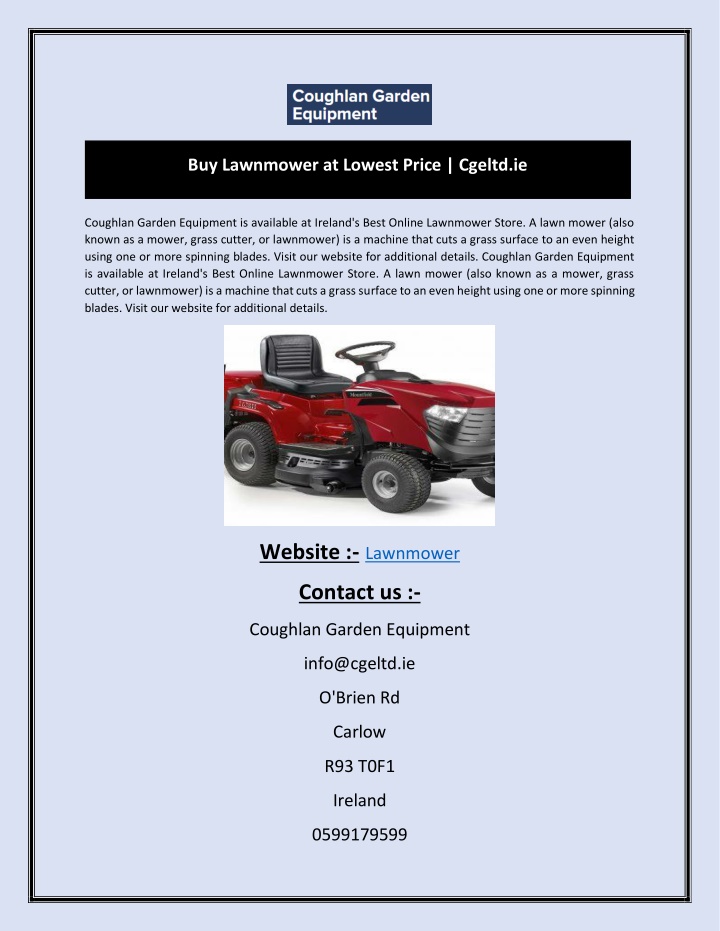 buy lawnmower at lowest price cgeltd ie