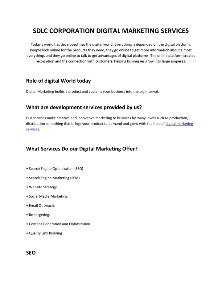 sdlc corporation digital marketing services