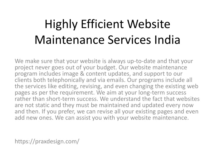 highly efficient website maintenance services india