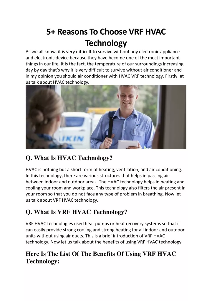 5 reasons to choose vrf hvac technology