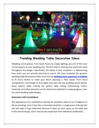 Trending Wedding Table Decoration Ideas