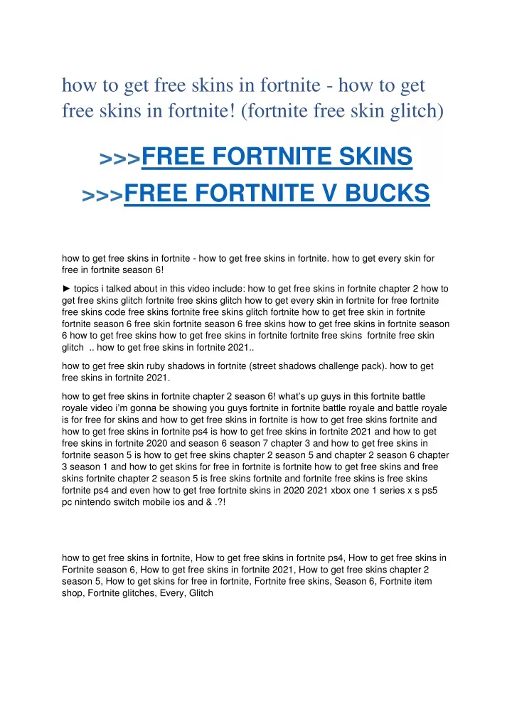 how to get free skins in fortnite how to get free