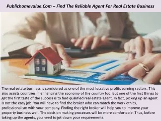 Publichomevalue.Com – Find The Reliable Agent For Real Estate Business