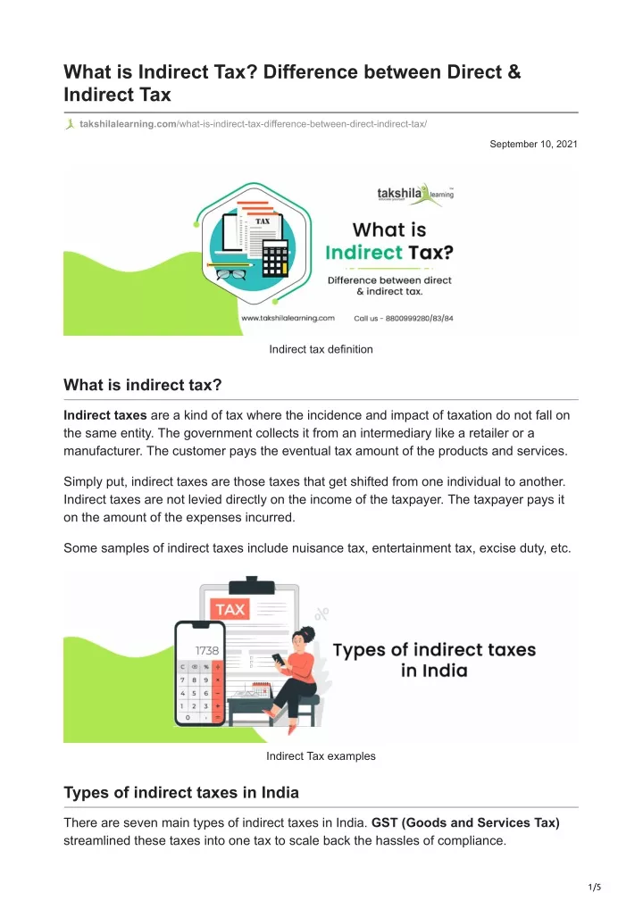 what is indirect tax difference between direct