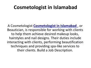 Cosmetologist in Islamabad