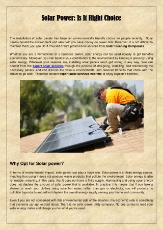 Solar Power Is It Right Choice