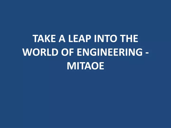 take a leap into the world of engineering mitaoe