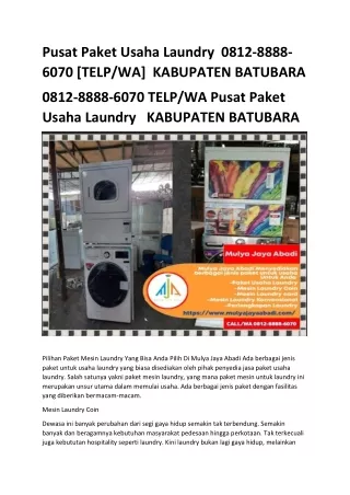 Pusat Paket Usaha Laundry 0812-8888-6070 [TELP/WA] Kabupaten Batubara
