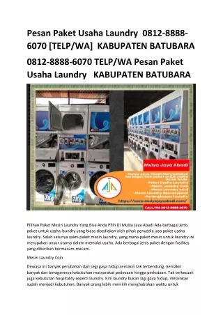 Pesan Paket Usaha Laundry 0812-8888-6070 [TELP/WA] Kabupaten Batubara