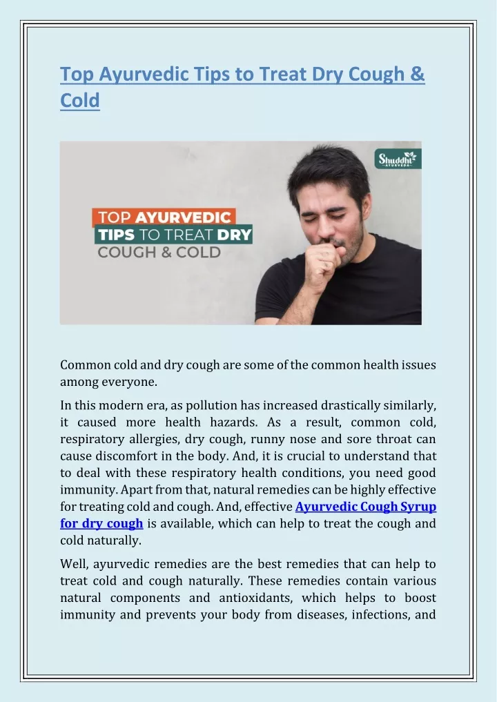 top ayurvedic tips to treat dry cough cold
