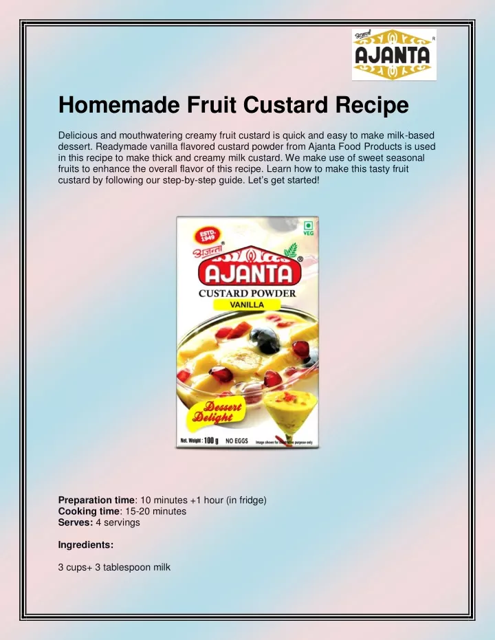 homemade fruit custard recipe