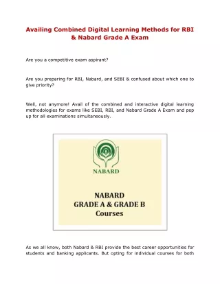Availing Combined Digital Learning Methods for RBI & Nabard Grade A Exam