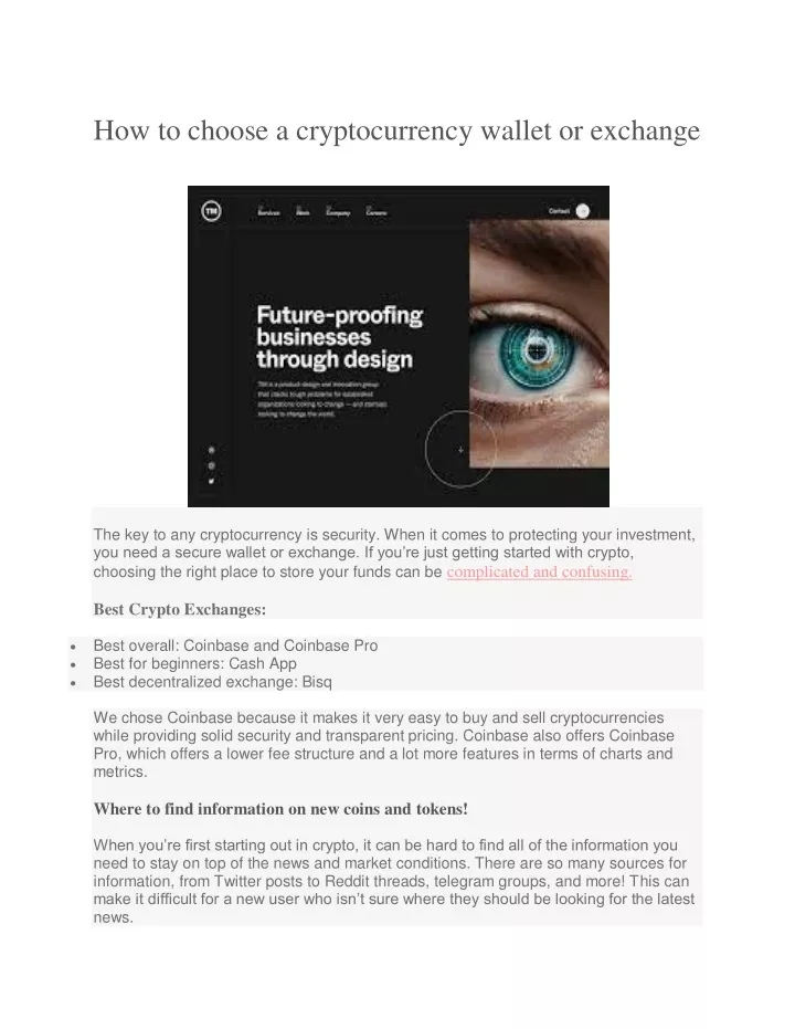how to choose a cryptocurrency wallet or exchange