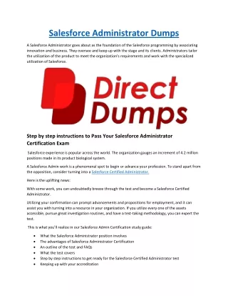 Salesforce Administrator Dumps