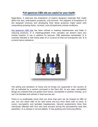 Full spectrum CBD oils are useful for your health