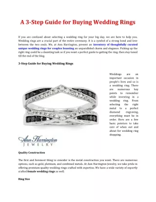 A 3-Step Guide for Buying Wedding Rings