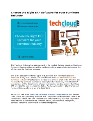Choose the Right ERP Software for your Furniture Industry