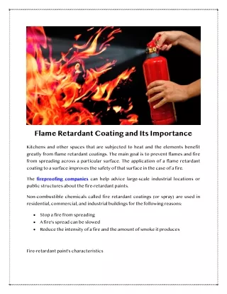 Flame Retardant Coating and Its Importance