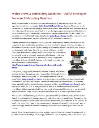 Melco Bravo X Embroidery Machines - Useful Strategies For Your Embroidery Business