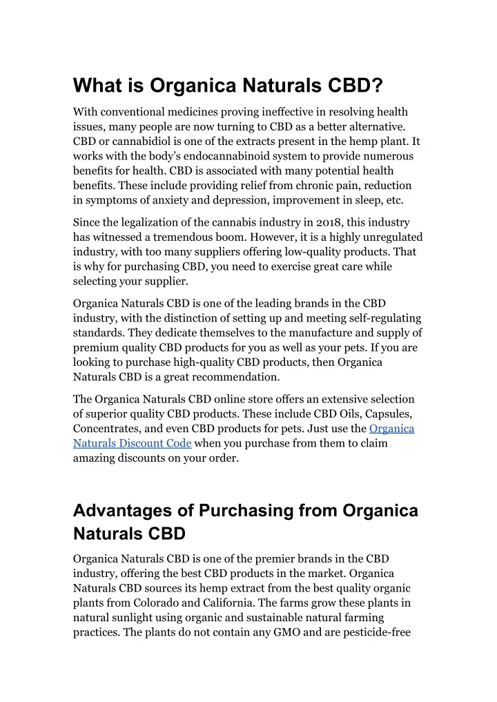 what is organica naturals cbd