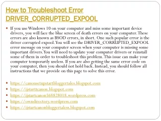 How to Troubleshoot Error DRIVER_CORRUPTED_EXPOOL