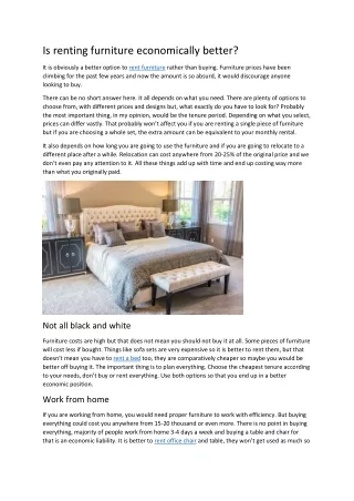 Is renting furniture economically better