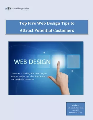 Top Five Web Design Tips to Attract Potential Customers