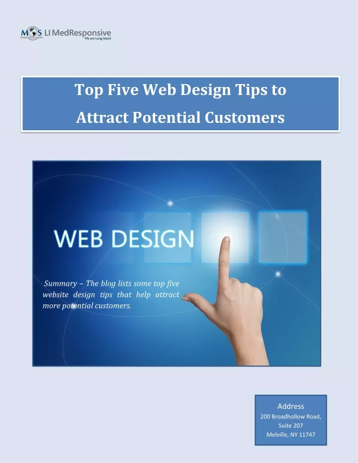top five web design tips to