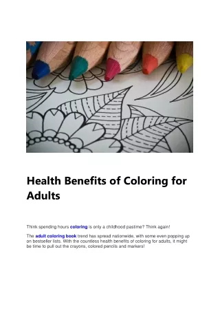 Health Benefits of Coloring for Adults