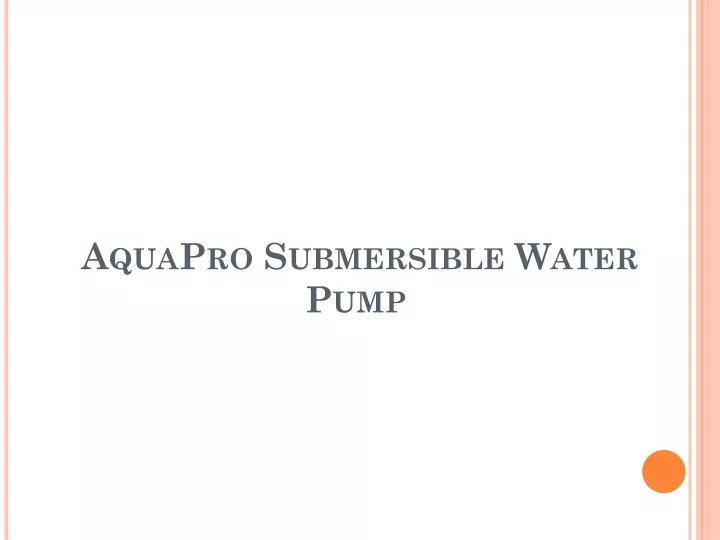 aquapro submersible water pump