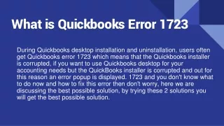 What is Quickbooks File Error 1723