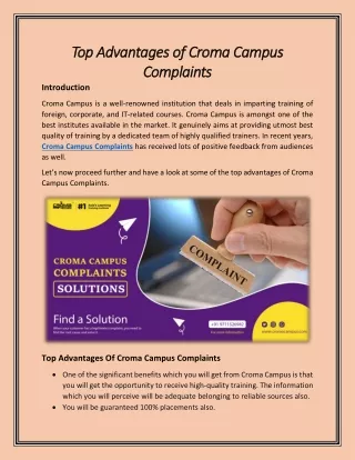 Top Advantages of Croma Campus Complaints