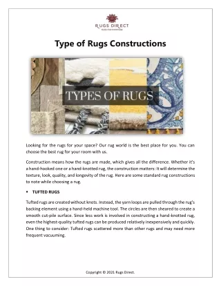 Type of Rugs Constructions